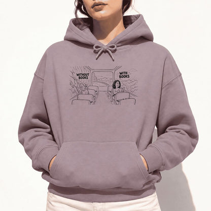 Without Books With Books Softstyle Hoodie | Reader Gift Paragon