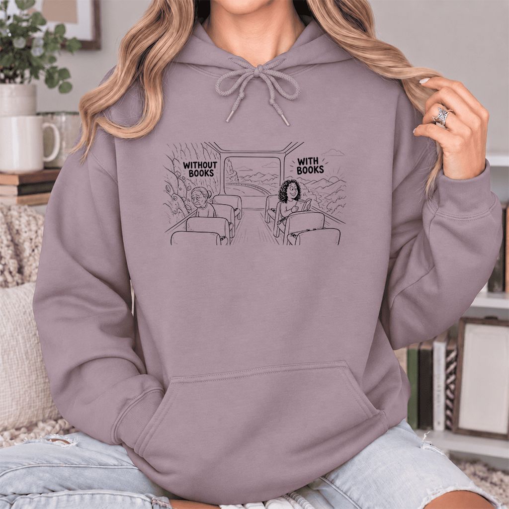 Without Books With Books Softstyle Hoodie | Reader Gift Paragon