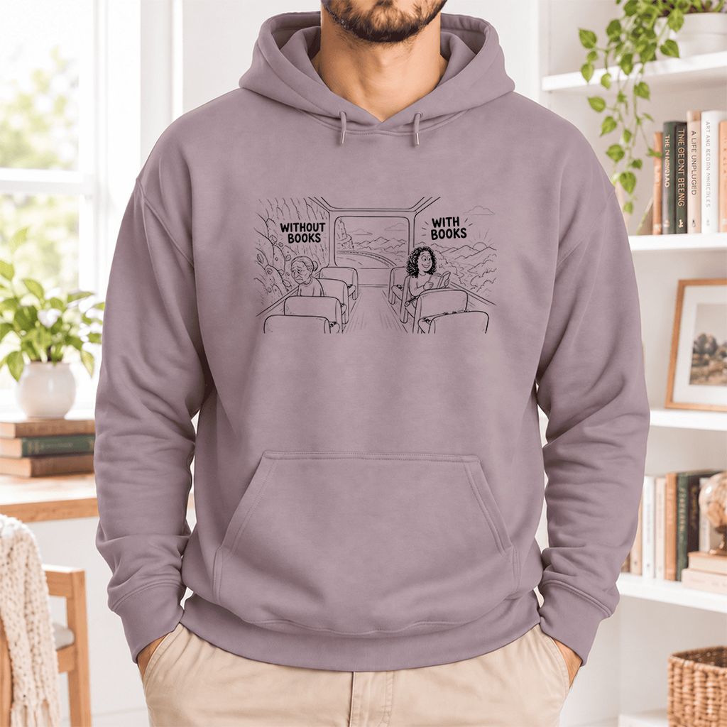 Without Books With Books Softstyle Hoodie | Reader Gift Paragon