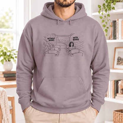Without Books With Books Softstyle Hoodie | Reader Gift Paragon
