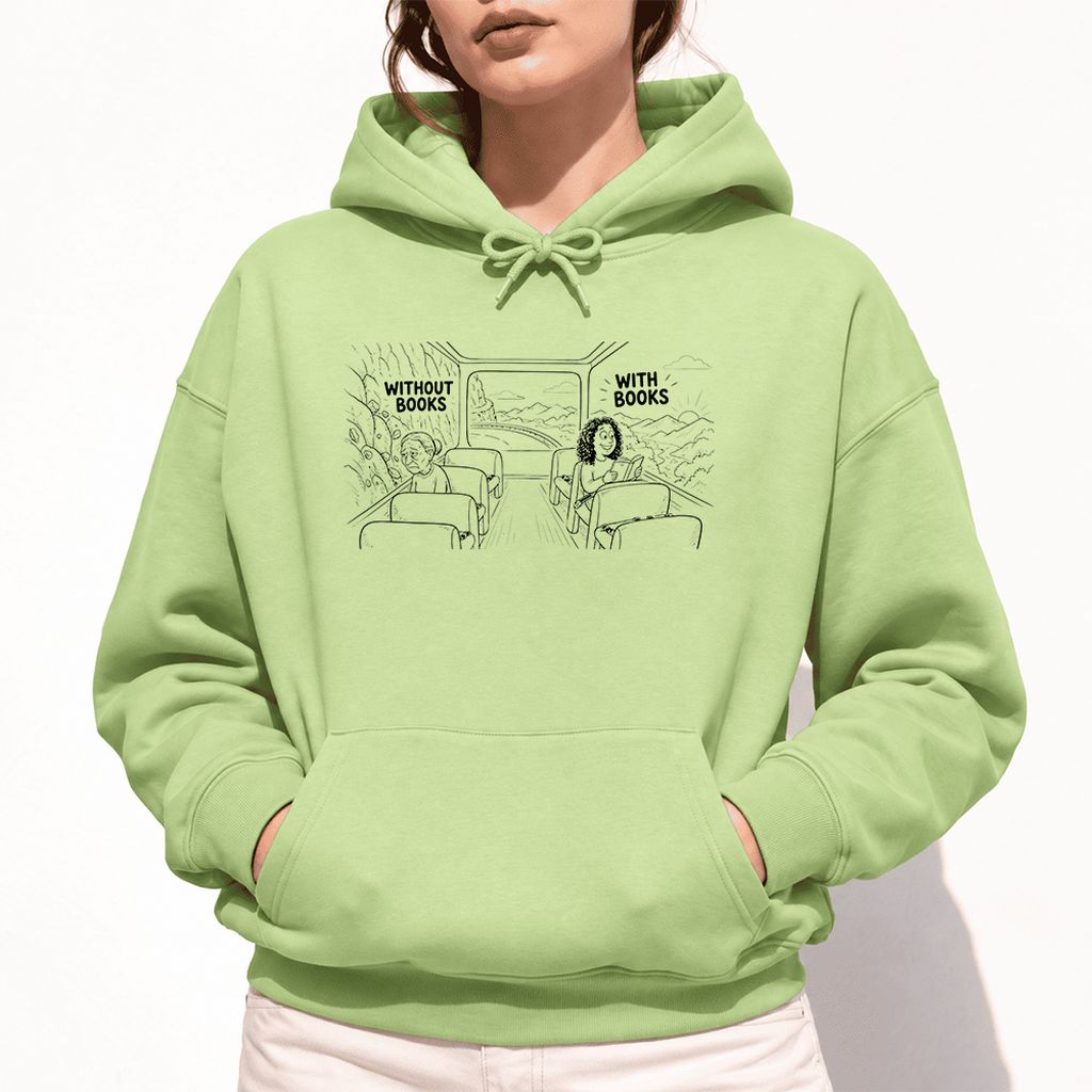 Without Books With Books Softstyle Hoodie | Reader Gift Pistachio