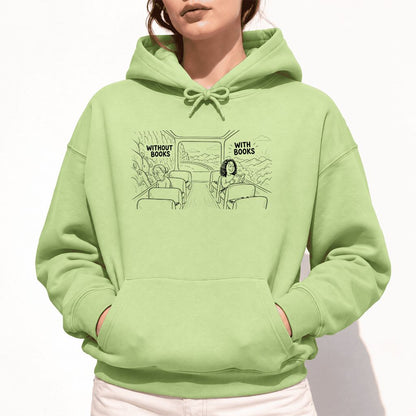 Without Books With Books Softstyle Hoodie | Reader Gift Pistachio