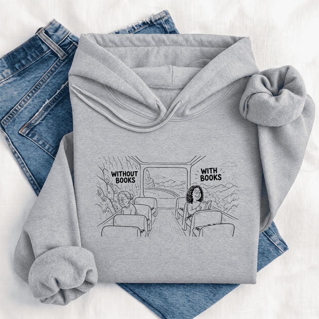 Without Books With Books Softstyle Hoodie | Reader Gift Sport Grey