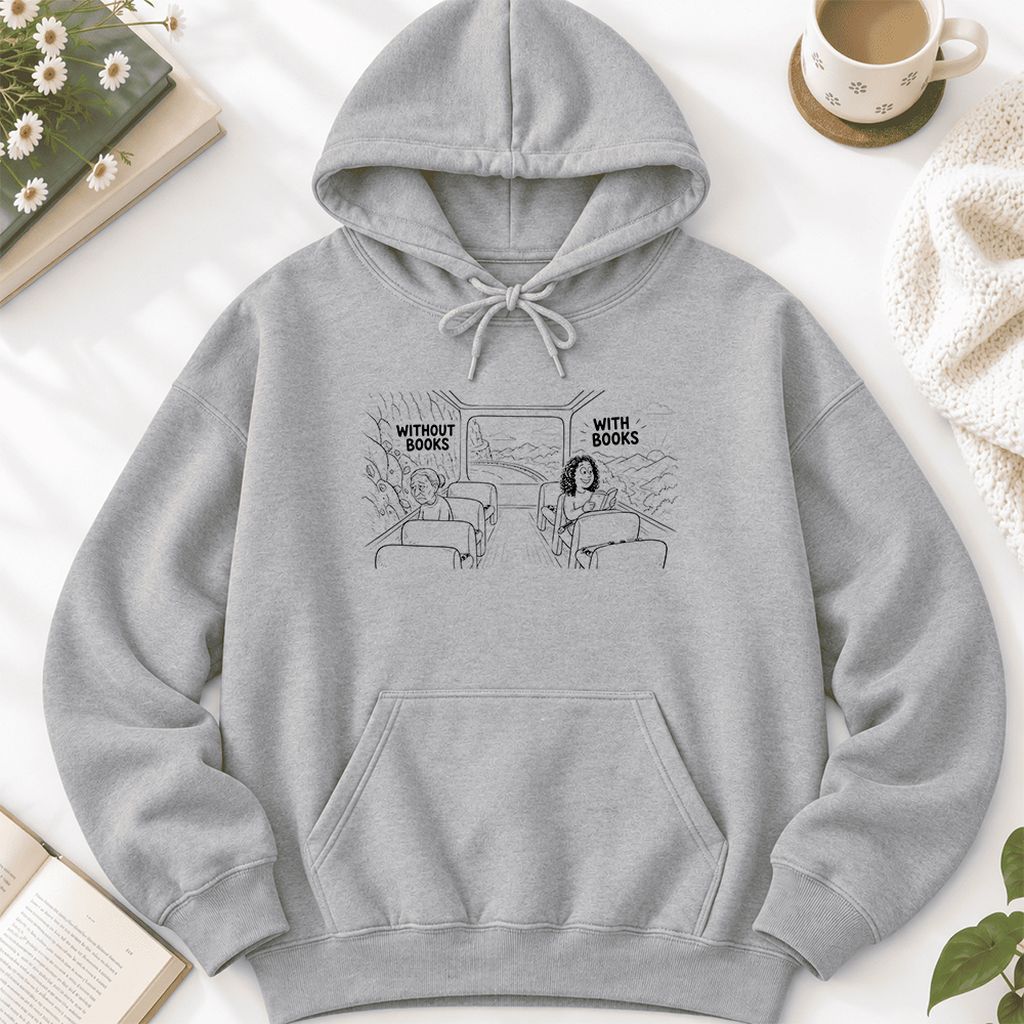 Without Books With Books Softstyle Hoodie | Reader Gift Sport Grey