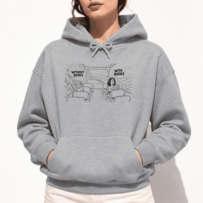 Without Books With Books Softstyle Hoodie | Reader Gift Sport Grey