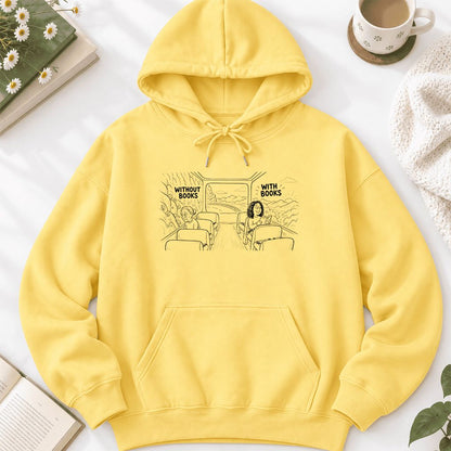 Without Books With Books Softstyle Hoodie | Reader Gift Yellow Haze