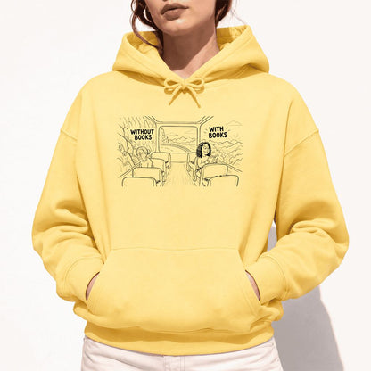 Without Books With Books Softstyle Hoodie | Reader Gift Yellow Haze