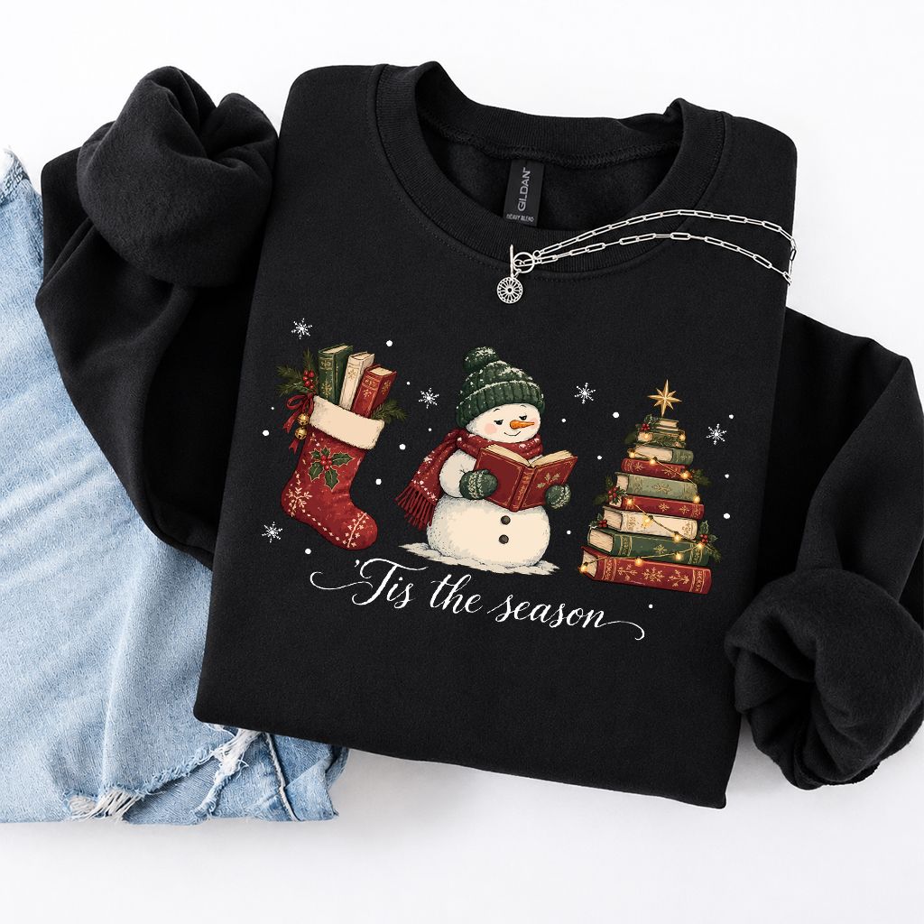 'Tis The Season Printed Sweatshirt | Christmas Gift Black