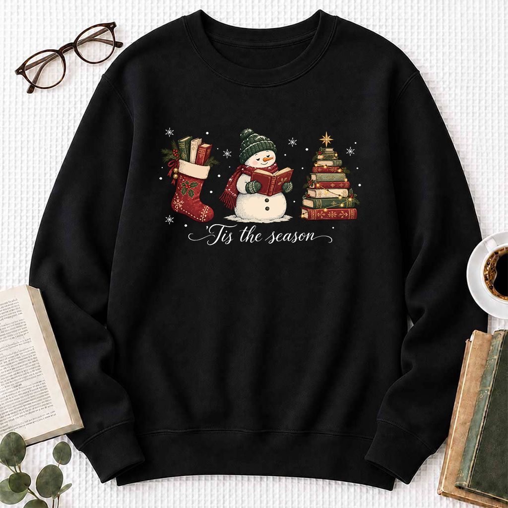 'Tis The Season Printed Sweatshirt | Christmas Gift Black