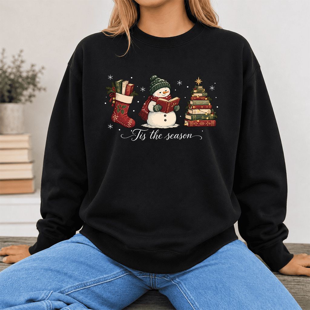 'Tis The Season Printed Sweatshirt | Christmas Gift Black