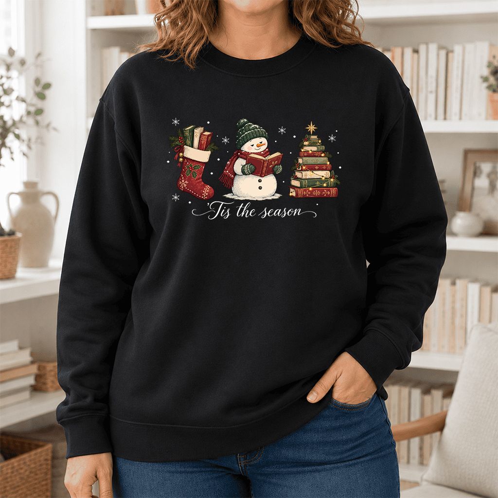 'Tis The Season Printed Sweatshirt | Christmas Gift Black