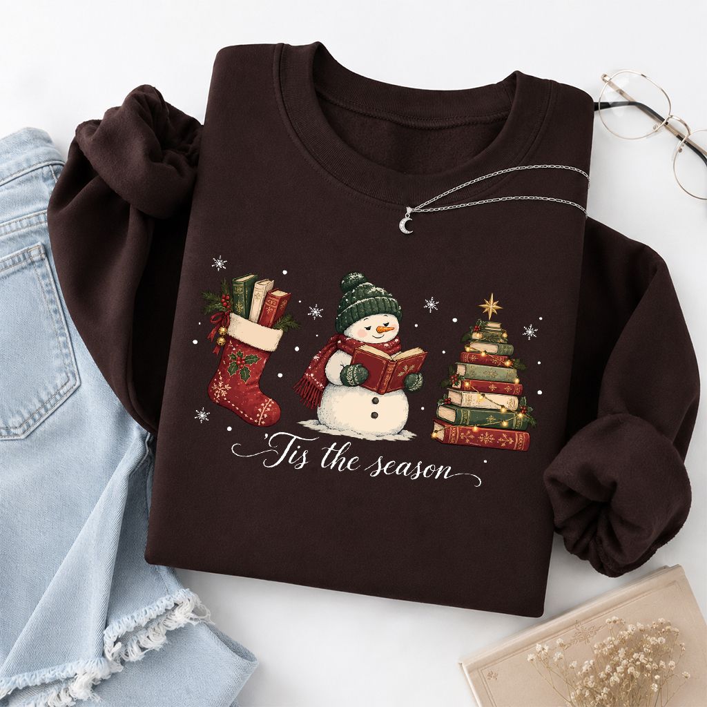 'Tis The Season Printed Sweatshirt | Christmas Gift Dark Chocolate