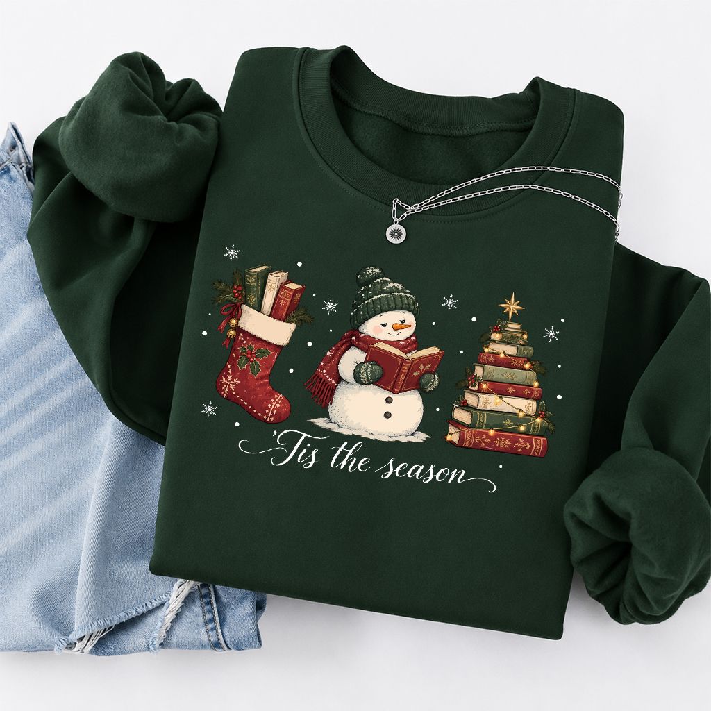 'Tis The Season Printed Sweatshirt | Christmas Gift Forest Green