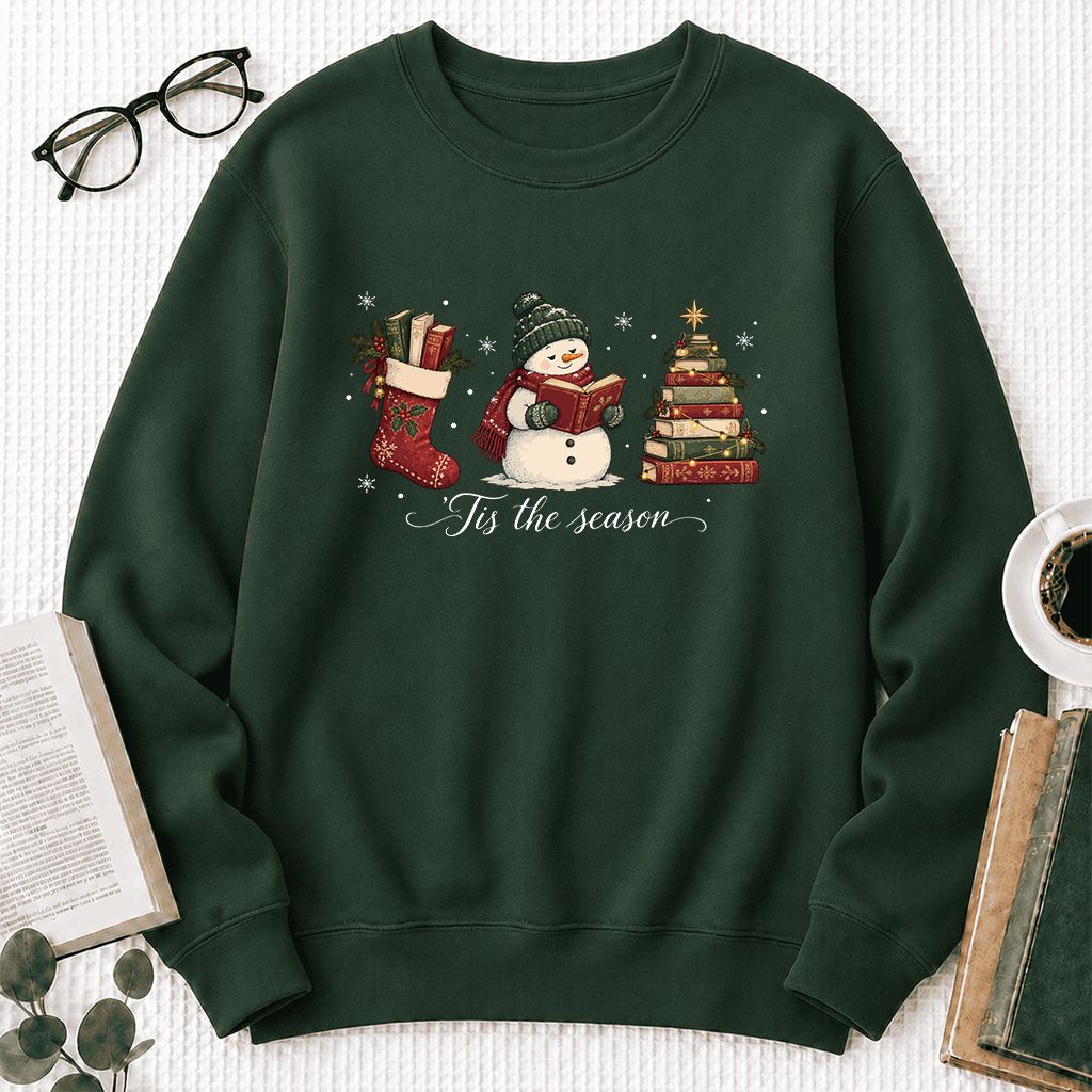'Tis The Season Printed Sweatshirt | Christmas Gift Forest Green