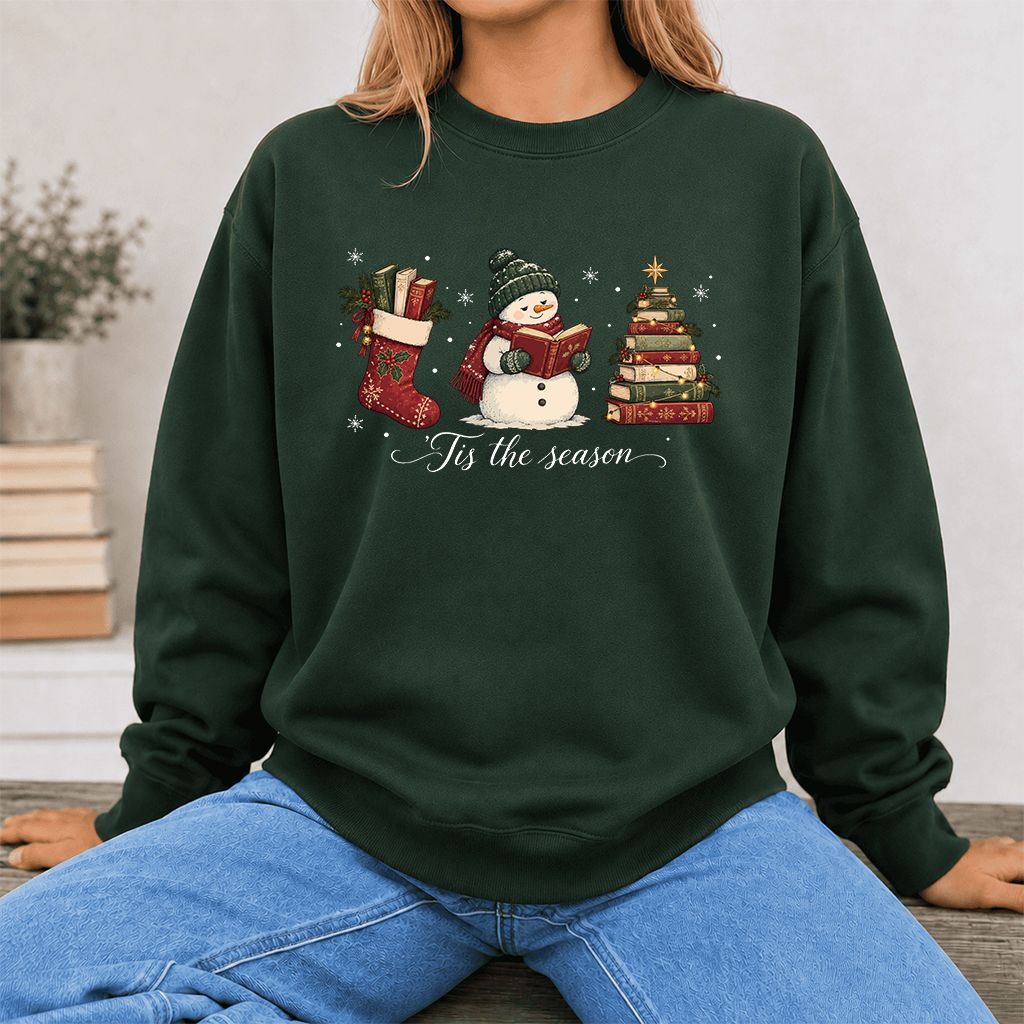'Tis The Season Printed Sweatshirt | Christmas Gift Forest Green