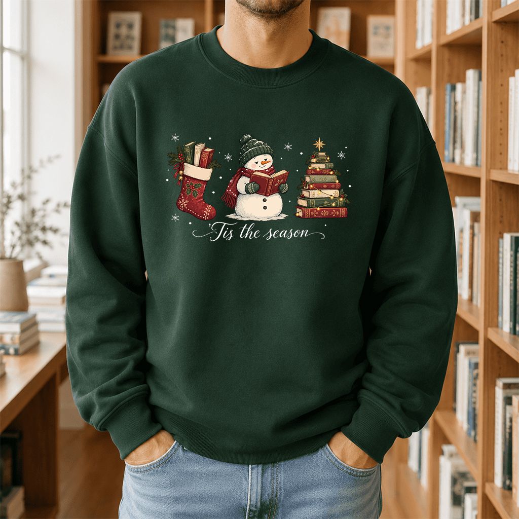 'Tis The Season Printed Sweatshirt | Christmas Gift Forest Green