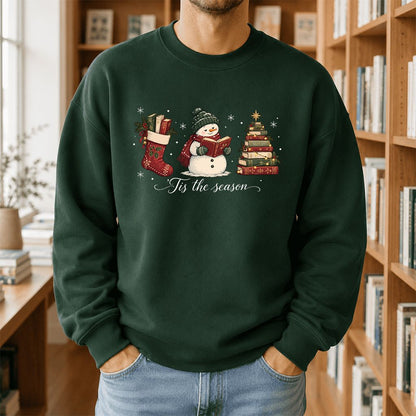 'Tis The Season Printed Sweatshirt | Christmas Gift Forest Green