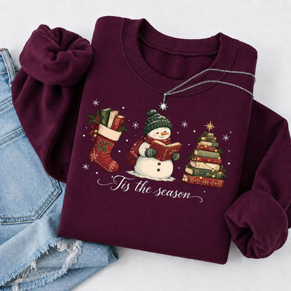 'Tis The Season Printed Sweatshirt | Christmas Gift Maroon
