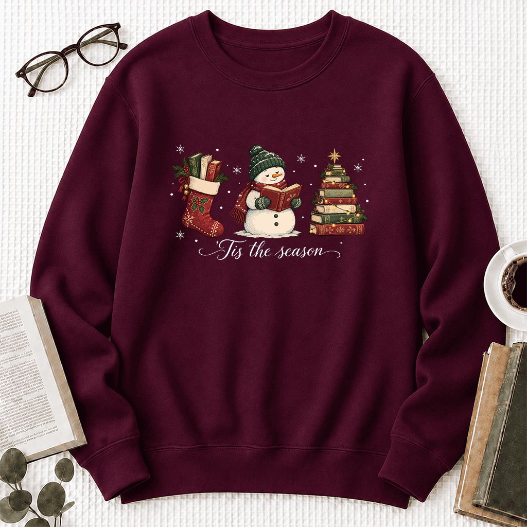 'Tis The Season Printed Sweatshirt | Christmas Gift Maroon