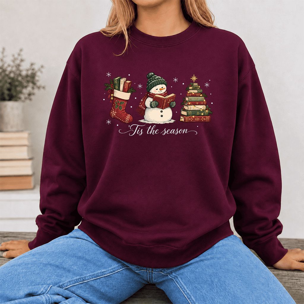 'Tis The Season Printed Sweatshirt | Christmas Gift Maroon
