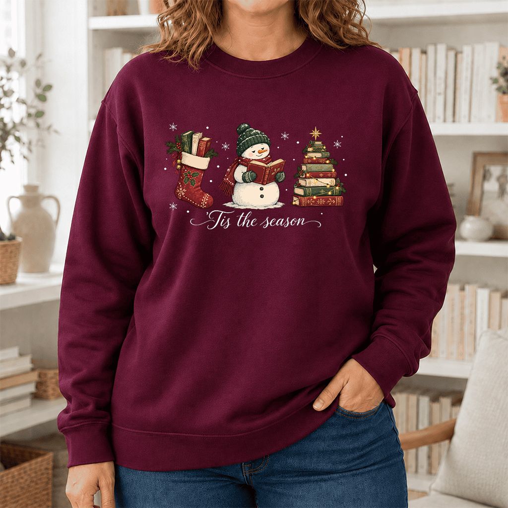 'Tis The Season Printed Sweatshirt | Christmas Gift Maroon