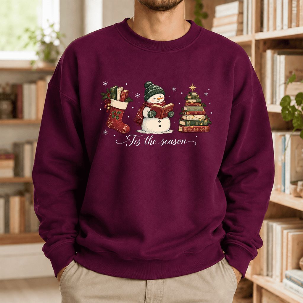 'Tis The Season Printed Sweatshirt | Christmas Gift Maroon