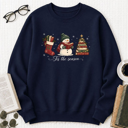 'Tis The Season Printed Sweatshirt | Christmas Gift Navy