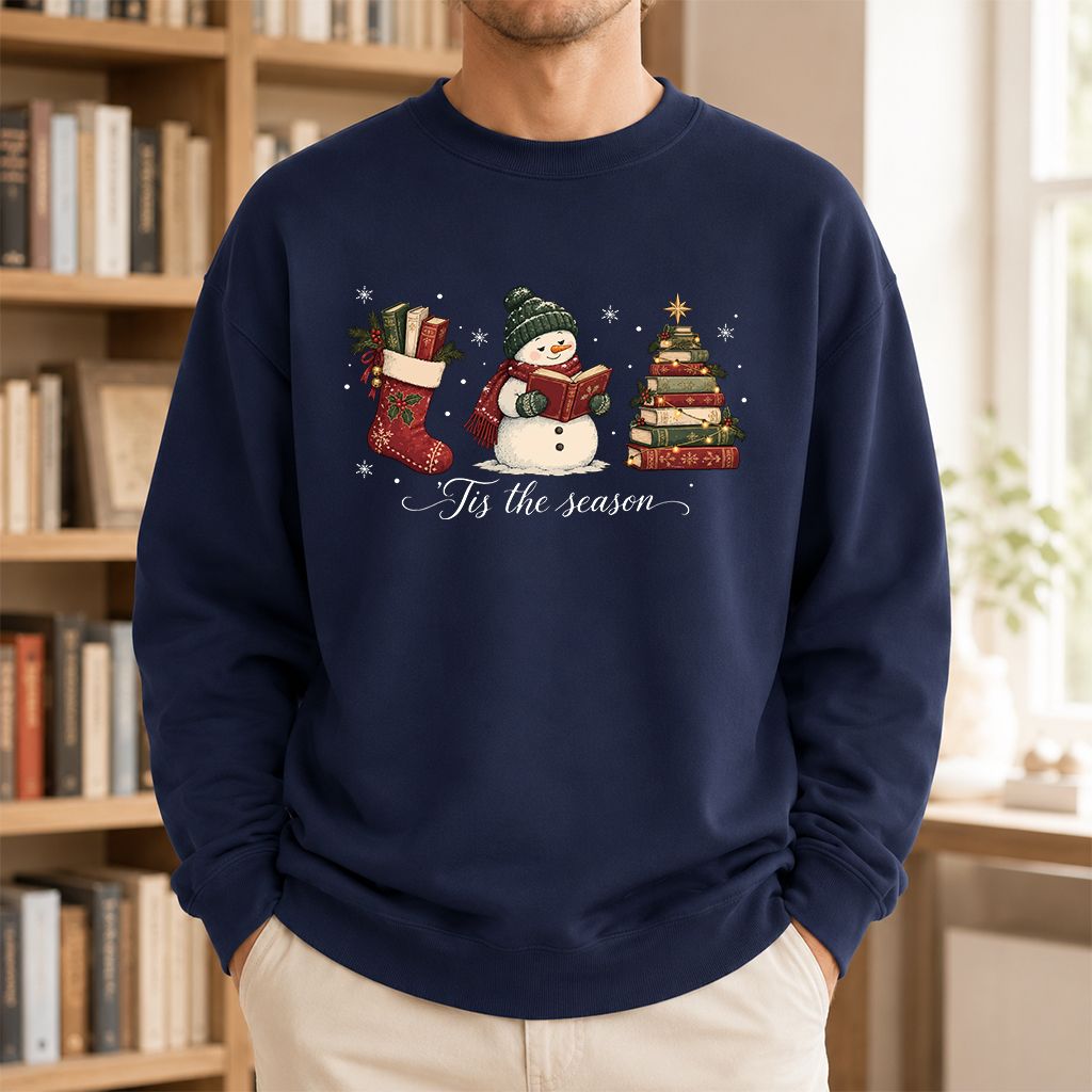 'Tis The Season Printed Sweatshirt | Christmas Gift Navy