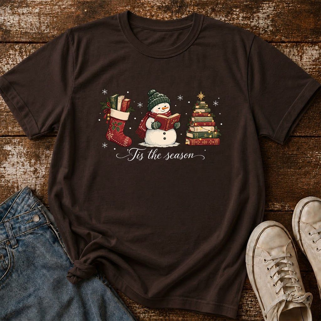 'Tis The Season Printed T-Shirt | Christmas Gift Dark Chocolate