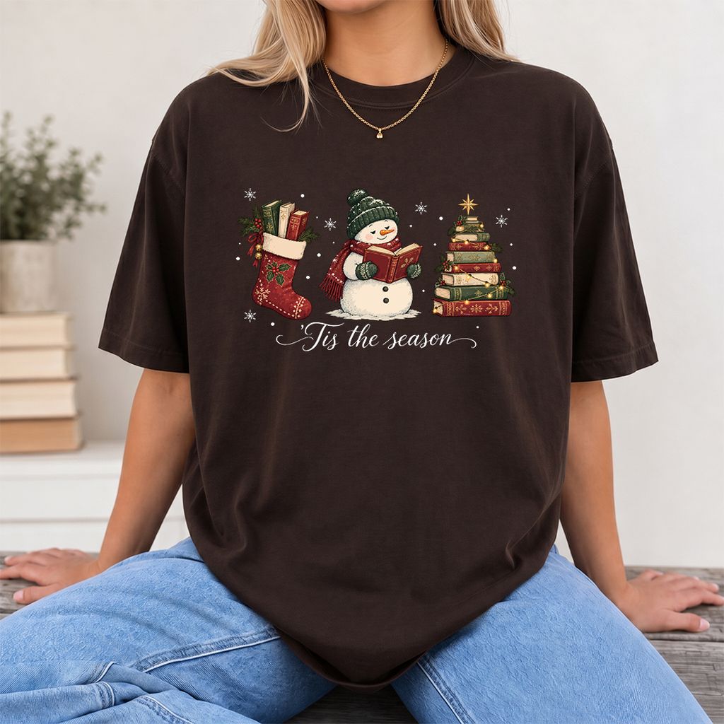'Tis The Season Printed T-Shirt | Christmas Gift Dark Chocolate