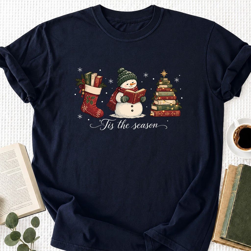 'Tis The Season Printed T-Shirt | Christmas Gift Navy