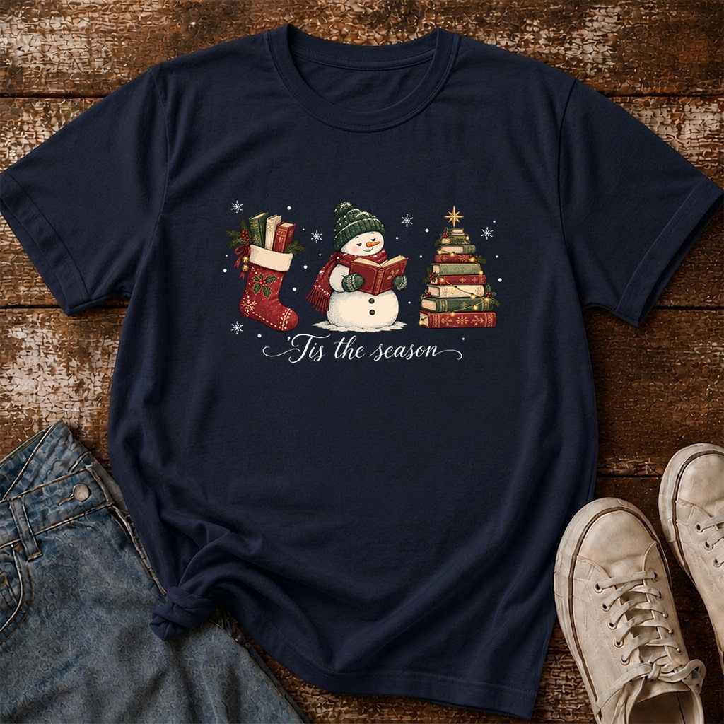 'Tis The Season Printed T-Shirt | Christmas Gift Navy