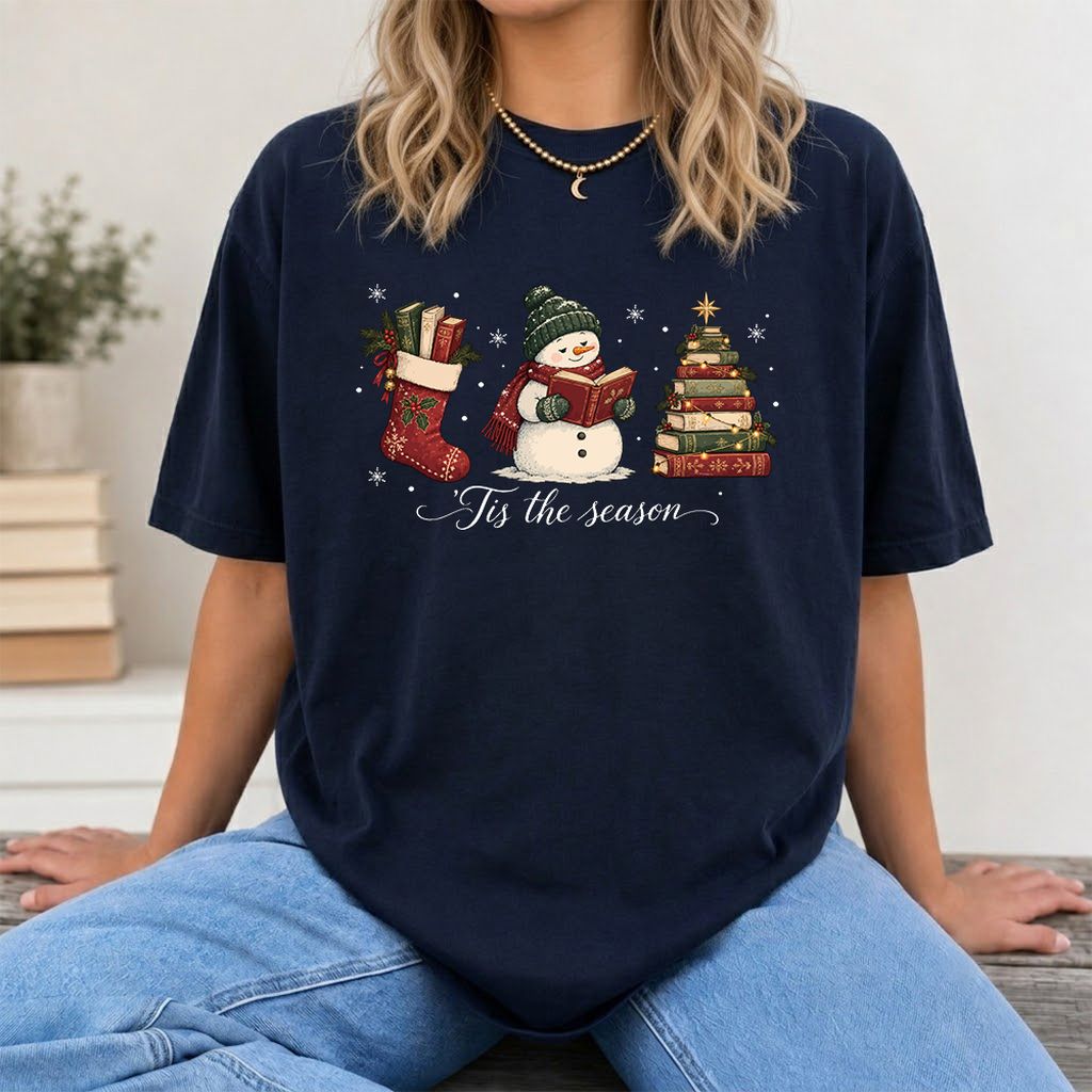 'Tis The Season Printed T-Shirt | Christmas Gift Navy