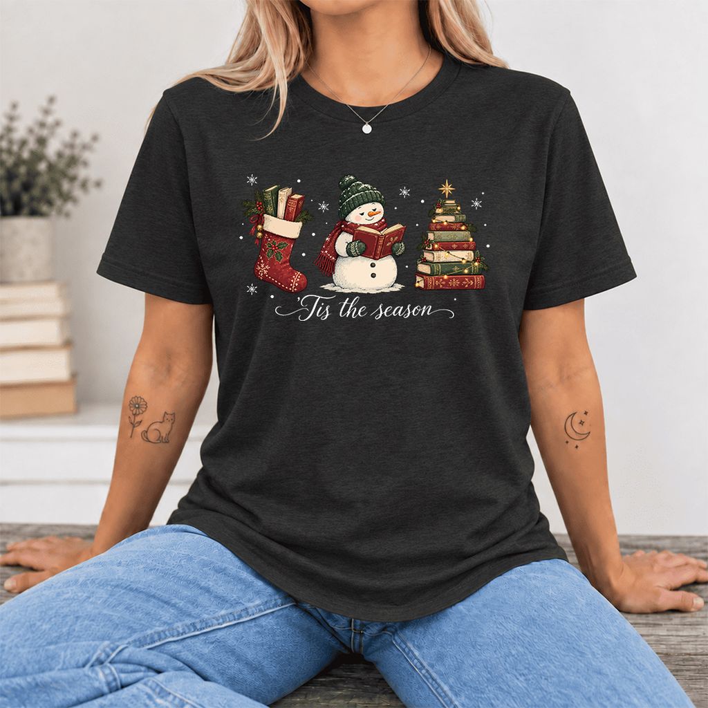 'Tis The Season Ultra-Soft Cotton T-Shirt | Christmas Gift Black Heather