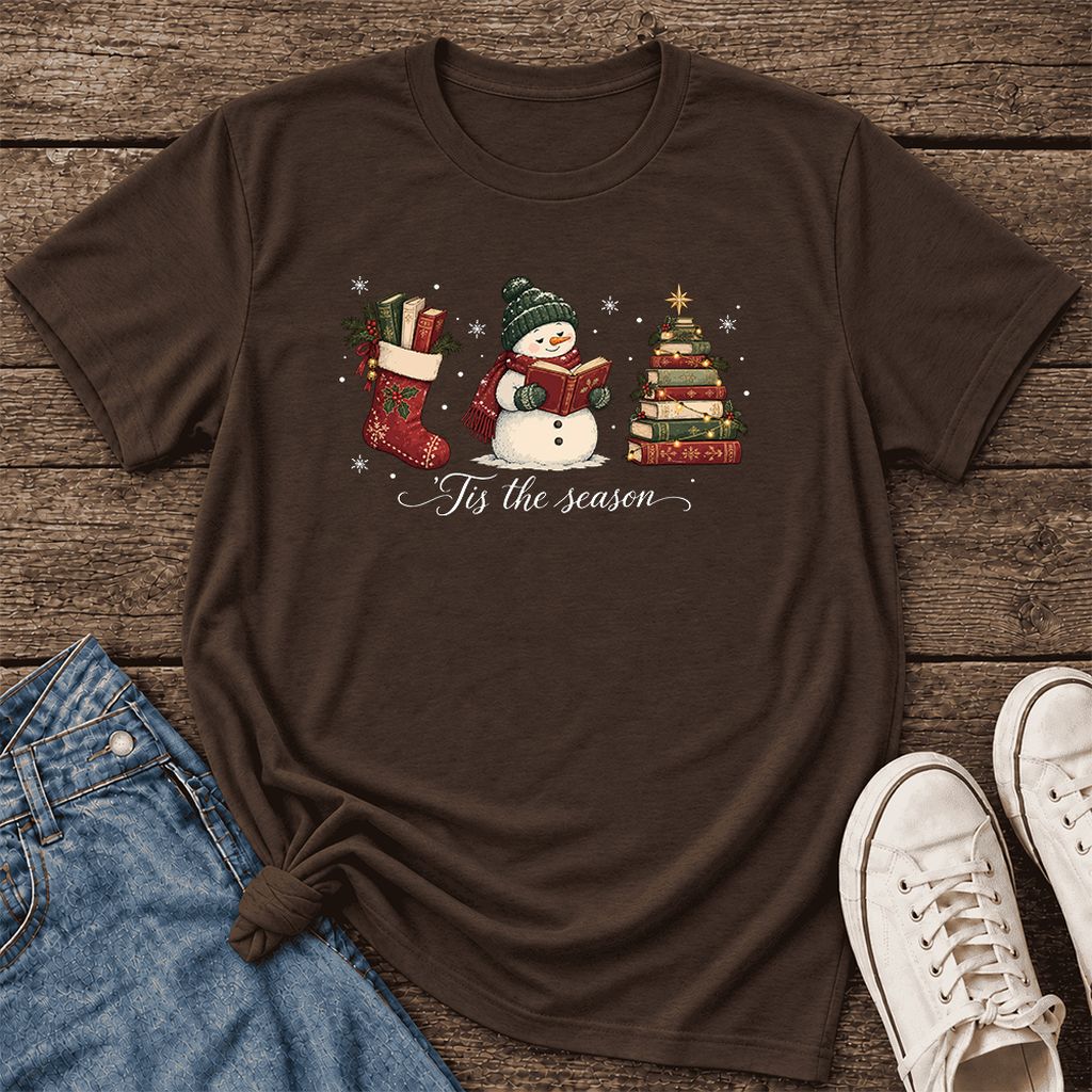 'Tis The Season Ultra-Soft Cotton T-Shirt | Christmas Gift Brown