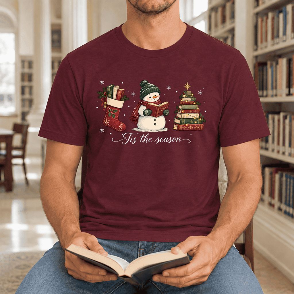 'Tis The Season Ultra-Soft Cotton T-Shirt | Christmas Gift Maroon
