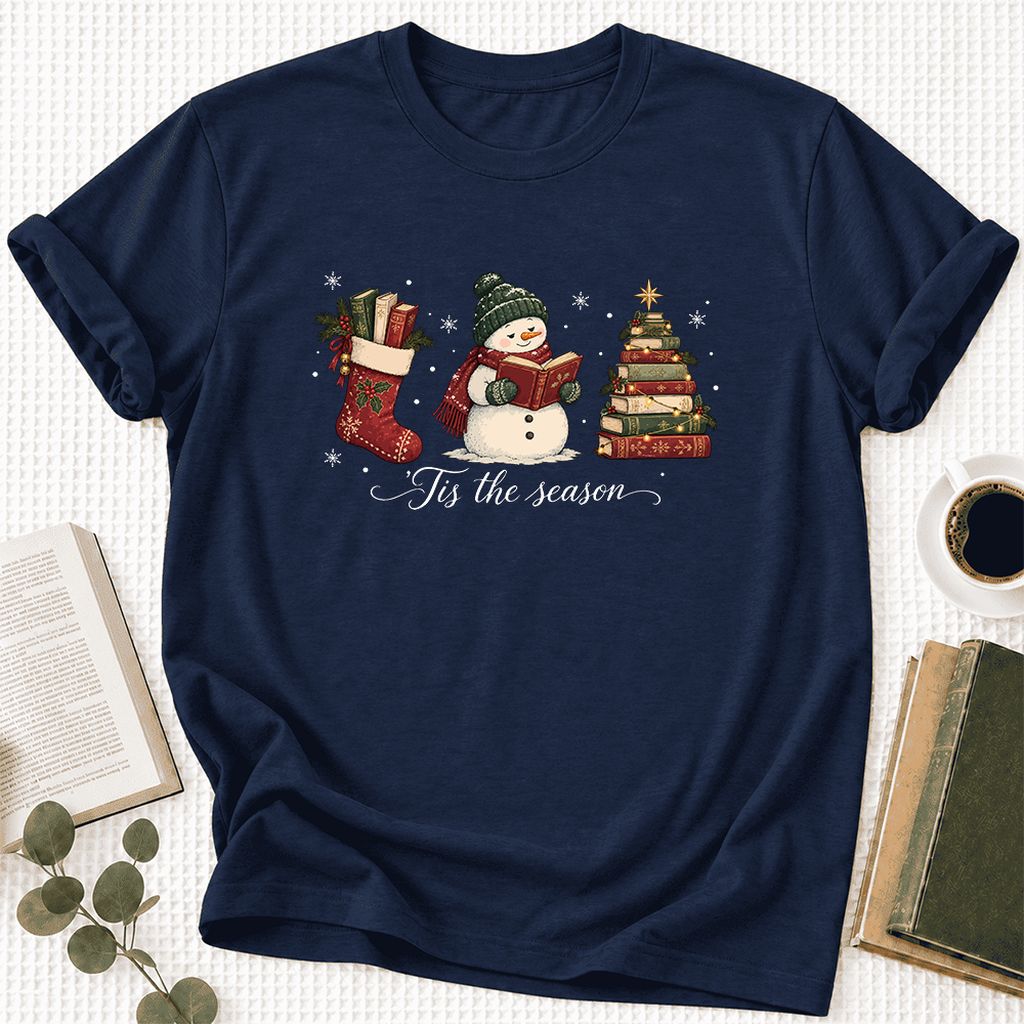 'Tis The Season Ultra-Soft Cotton T-Shirt | Christmas Gift Navy