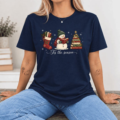'Tis The Season Ultra-Soft Cotton T-Shirt | Christmas Gift Navy
