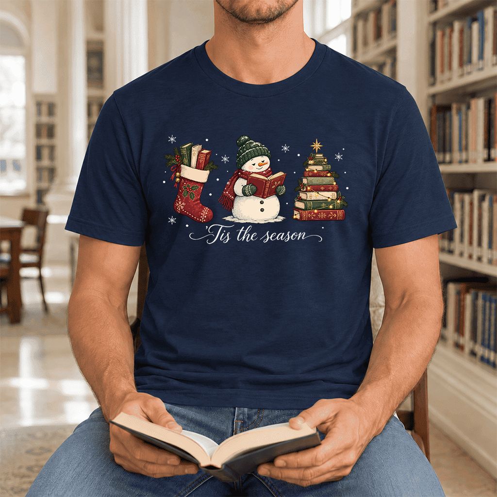 'Tis The Season Ultra-Soft Cotton T-Shirt | Christmas Gift Navy