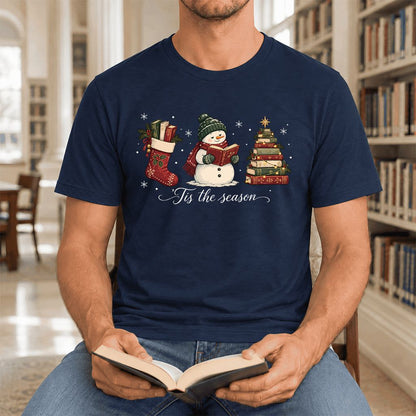 'Tis The Season Ultra-Soft Cotton T-Shirt | Christmas Gift Navy