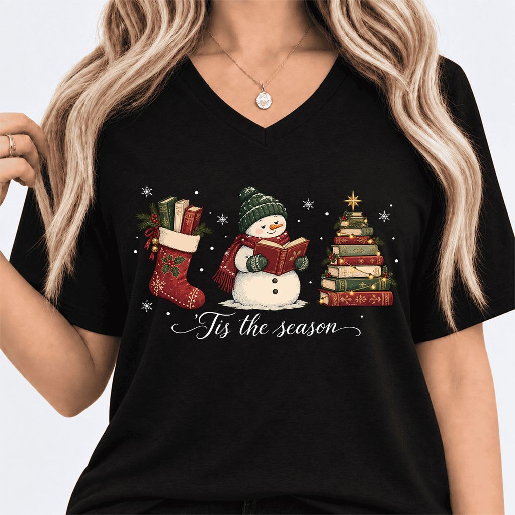'Tis The Season Ultra-Soft V-Neck | Christmas Gift Black