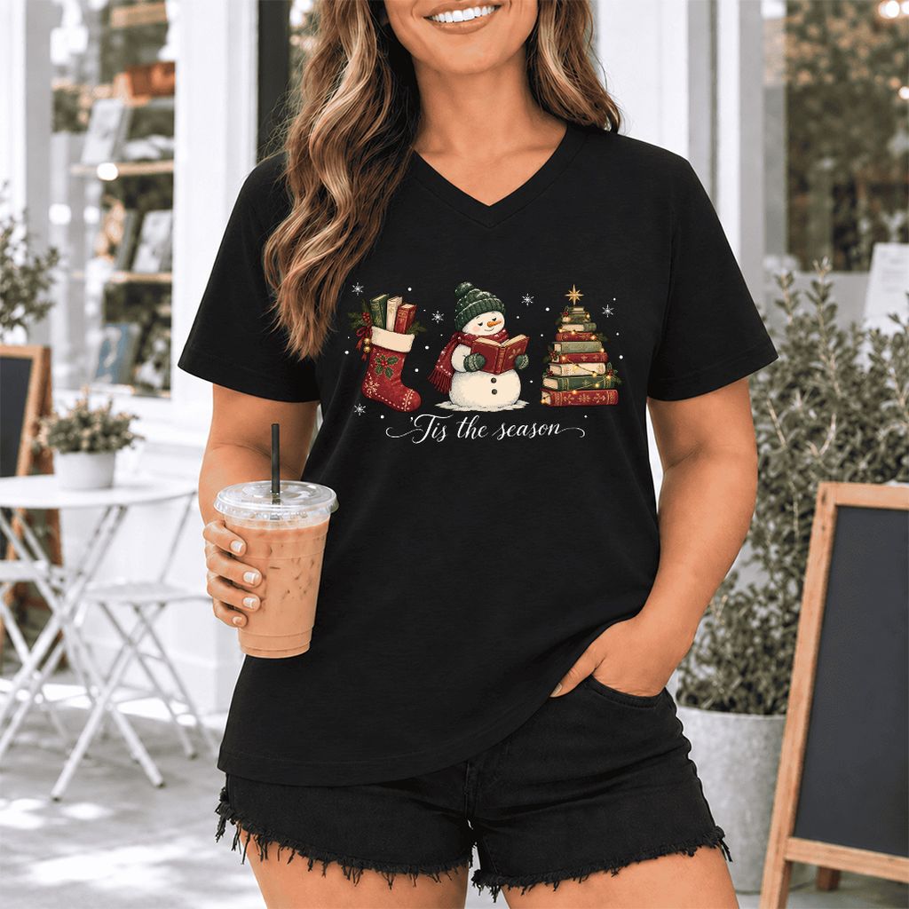 'Tis The Season Ultra-Soft V-Neck | Christmas Gift Black