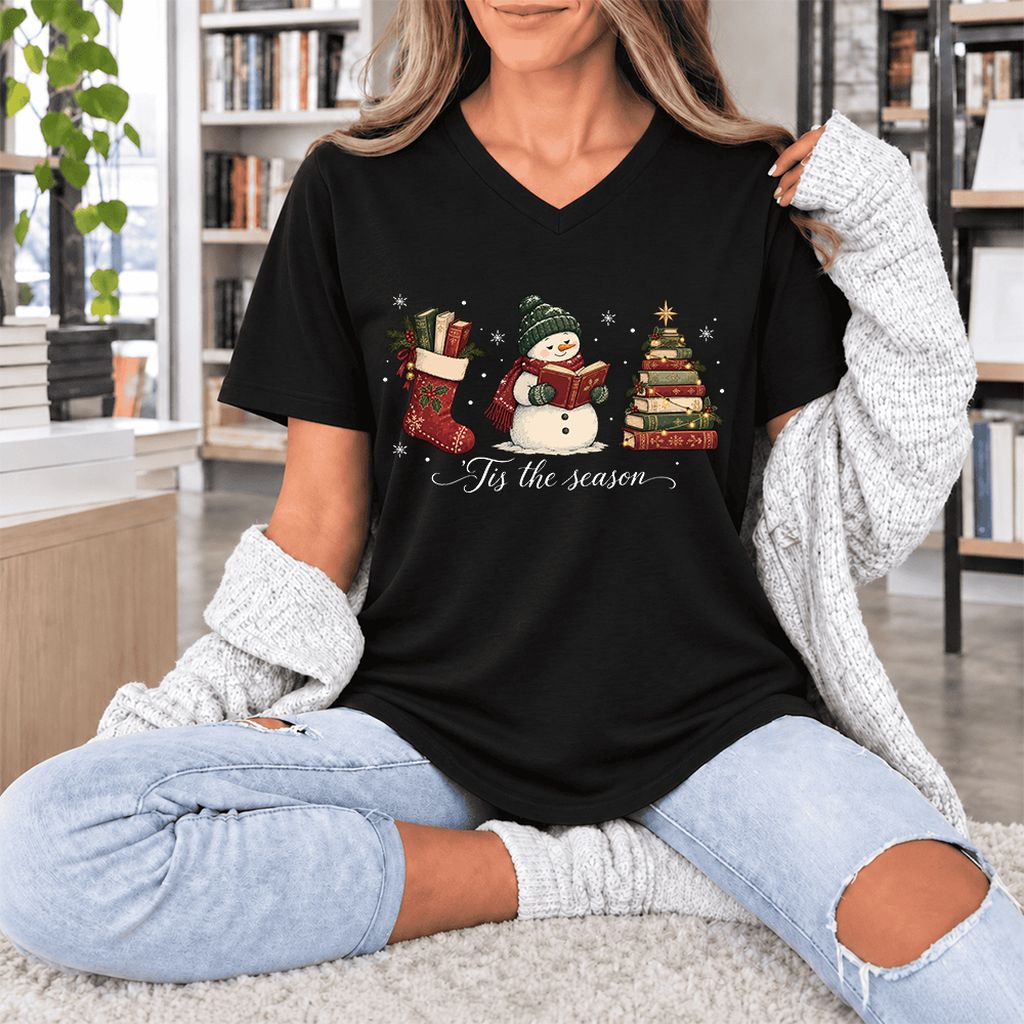 'Tis The Season Ultra-Soft V-Neck | Christmas Gift Black