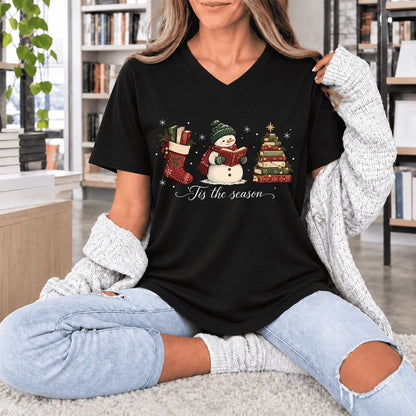 'Tis The Season Ultra-Soft V-Neck | Christmas Gift Black