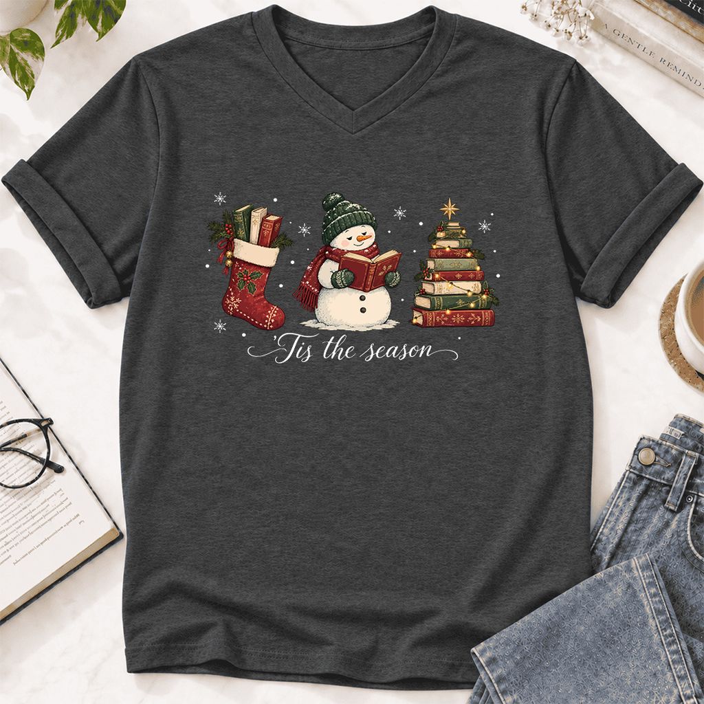 'Tis The Season Ultra-Soft V-Neck | Christmas Gift Dark Grey Heather