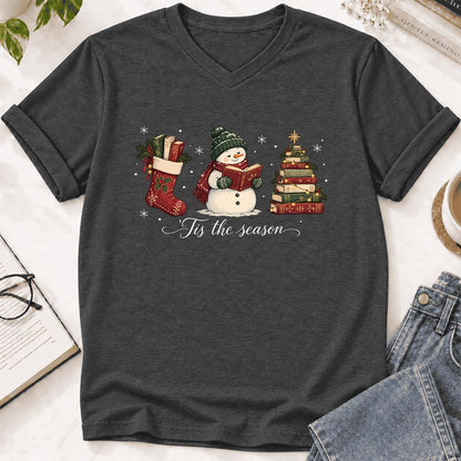 'Tis The Season Ultra-Soft V-Neck | Christmas Gift Dark Grey Heather