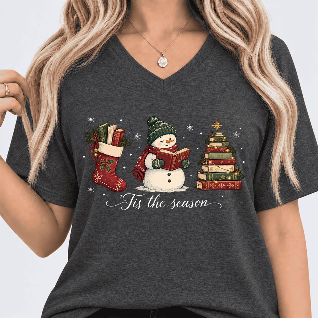 'Tis The Season Ultra-Soft V-Neck | Christmas Gift Dark Grey Heather