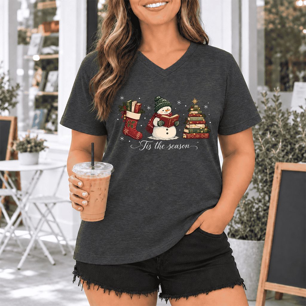 'Tis The Season Ultra-Soft V-Neck | Christmas Gift Dark Grey Heather