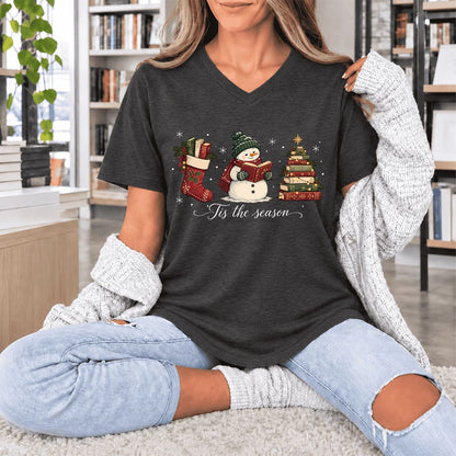 'Tis The Season Ultra-Soft V-Neck | Christmas Gift Dark Grey Heather