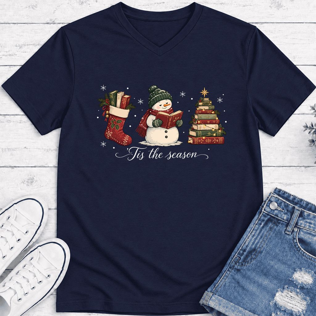 'Tis The Season Ultra-Soft V-Neck | Christmas Gift Navy